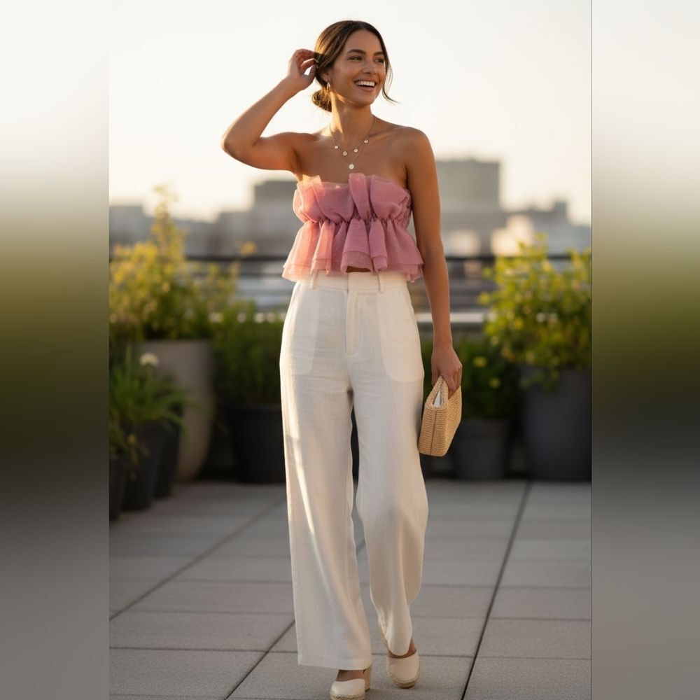NEW- Elegant Pink Strapless Women's Top - Picture 3 of 8